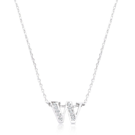 Pave Initial W Pendant Necklace