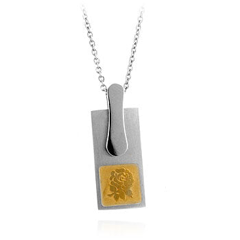 Stainless Steel Floral Silhouette Pendant Necklace