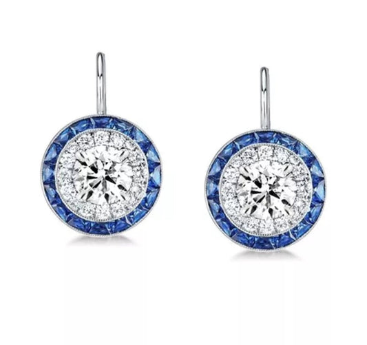 4CT Vintage Style Cubic Zirconia Round Earrings