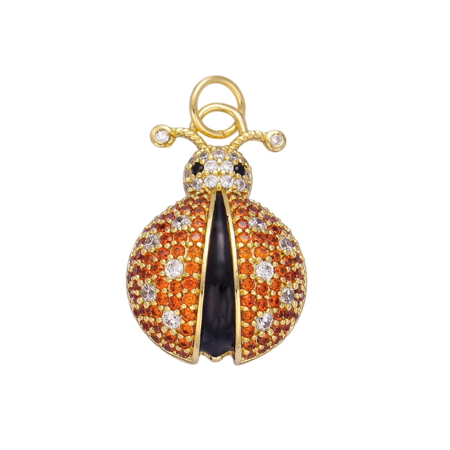 14K Gold Filled 25mm Micro Paved CZ Ladybug Insect Animal Charm