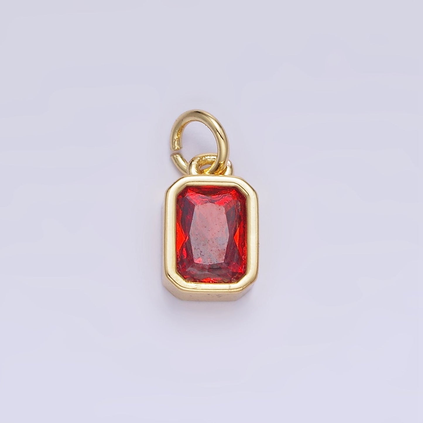 14K Gold Filled Birthstone CZ Baguette Bezel Charm in Gold & Silver