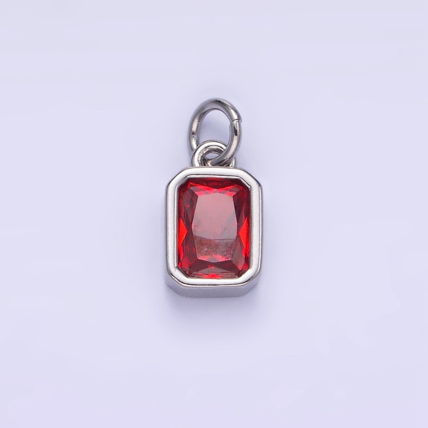 14K Gold Filled Birthstone CZ Baguette Bezel Charm in Gold & Silver