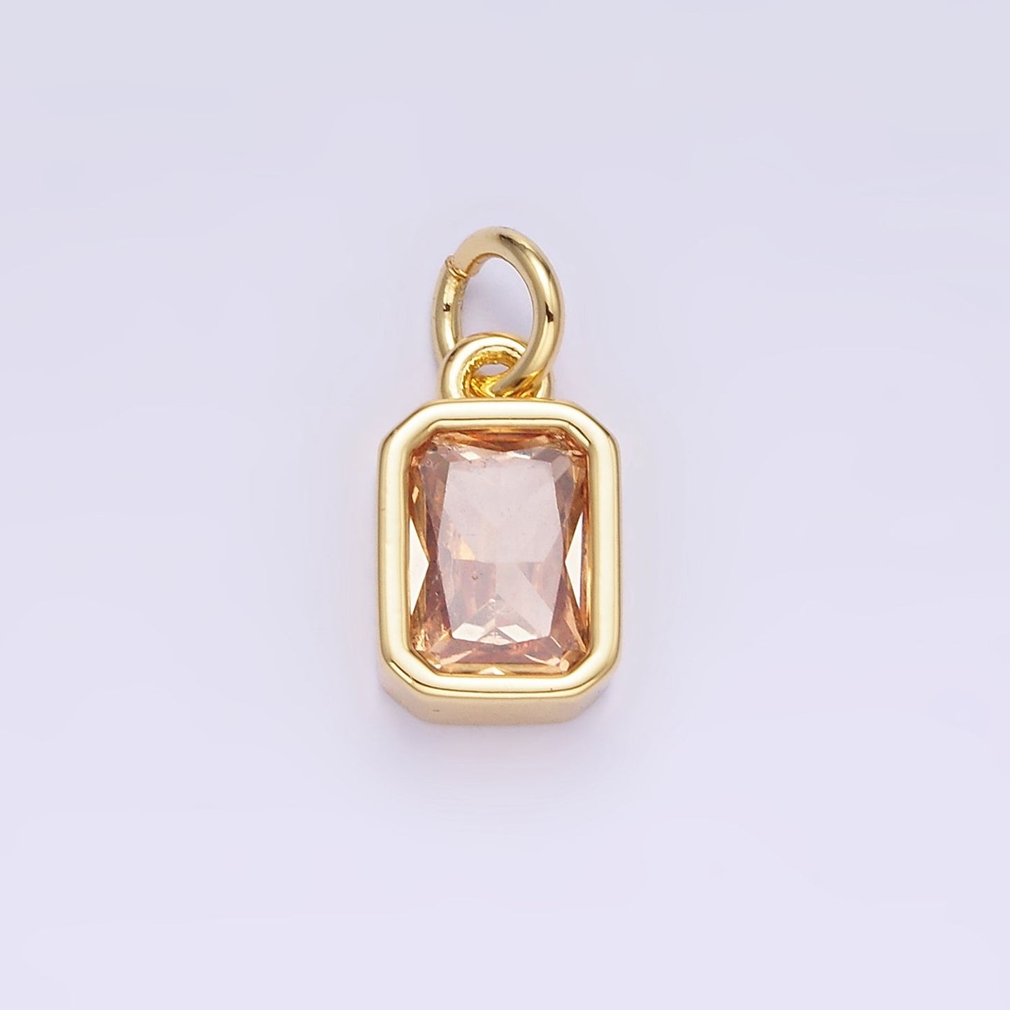 14K Gold Filled Birthstone CZ Baguette Bezel Charm in Gold & Silver