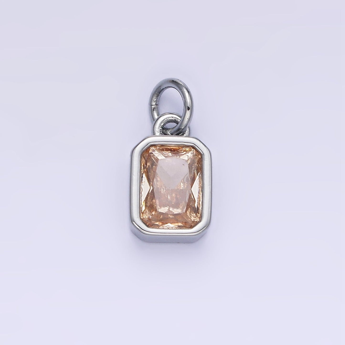 14K Gold Filled Birthstone CZ Baguette Bezel Charm in Gold & Silver