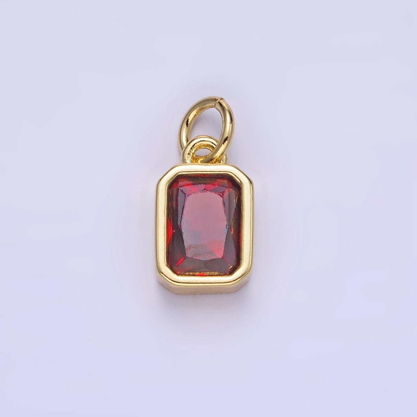14K Gold Filled Birthstone CZ Baguette Bezel Charm in Gold & Silver