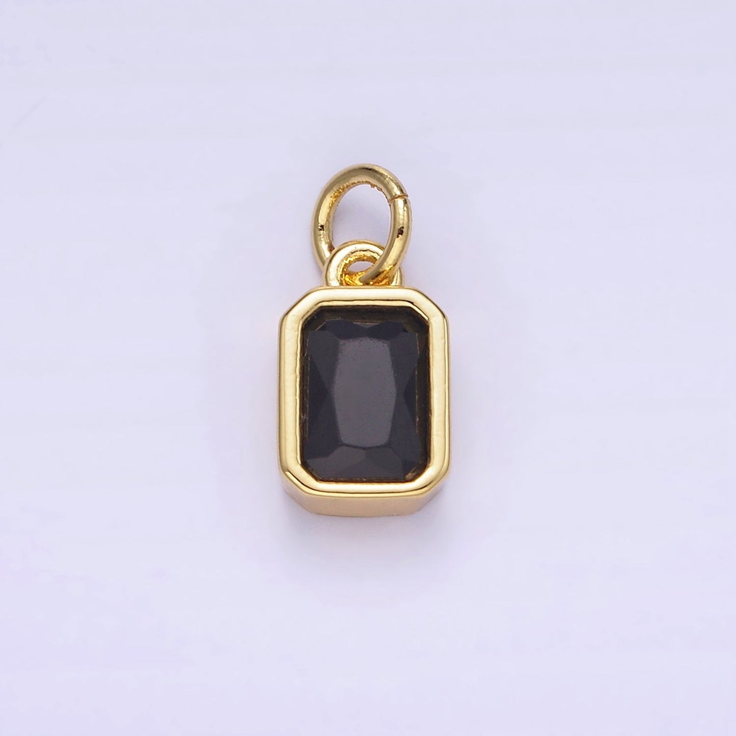 14K Gold Filled Birthstone CZ Baguette Bezel Charm in Gold & Silver