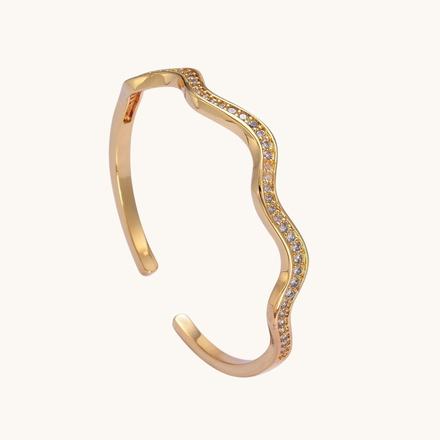 Stunning 24K Gold Filled Micro Pave CZ Wave Cuff Bracelet