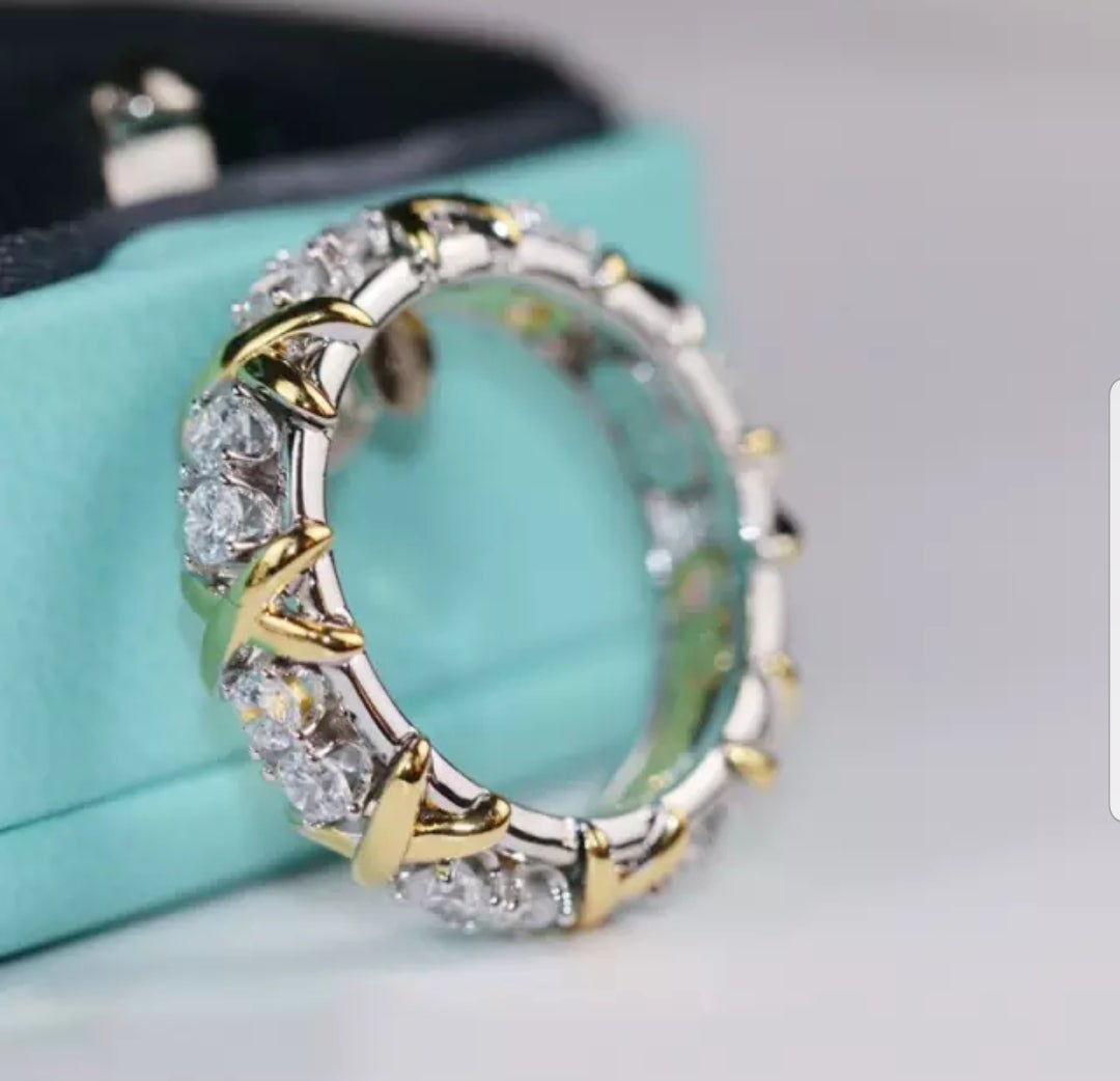 Gorgeous Sterling Silver X Cubic Zirconia Eternity Band Ring