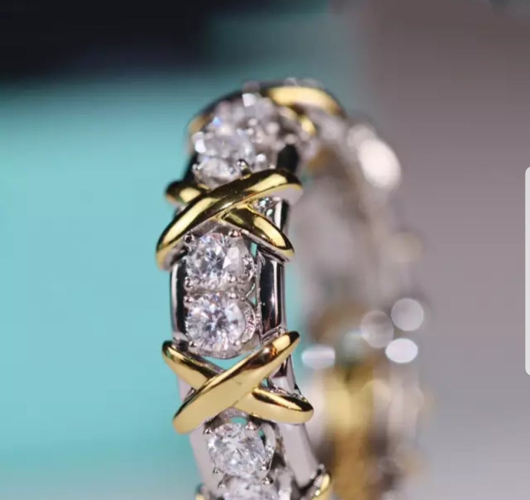 Gorgeous Sterling Silver X Cubic Zirconia Eternity Band Ring