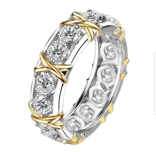 Gorgeous Sterling Silver X Cubic Zirconia Eternity Band Ring