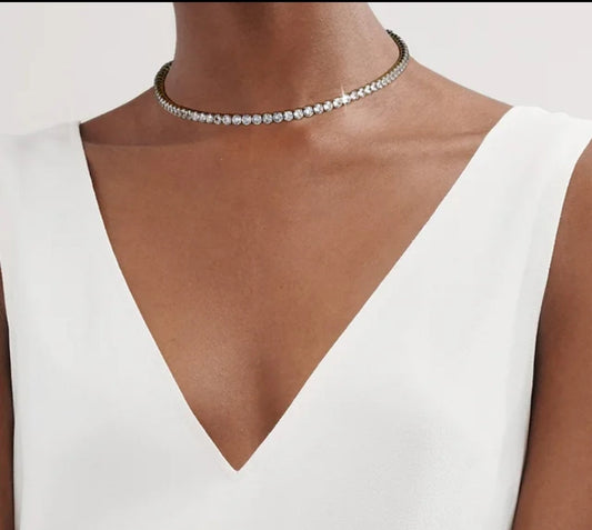 Exquisite Bezel Set CZ Tennis Necklace