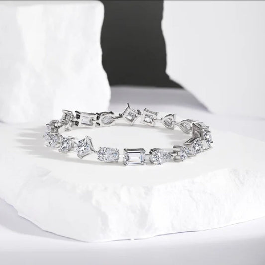 Elegant Multi-Shaped Cubic Zirconia Bracelet
