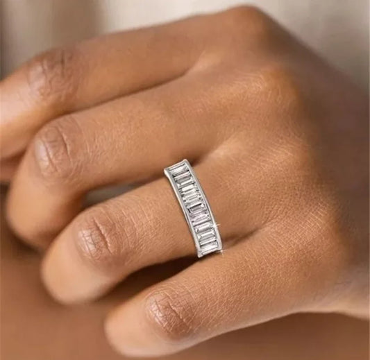 Stunning Cubic Zirconia Channel Set Baguette Eternity Band Ring