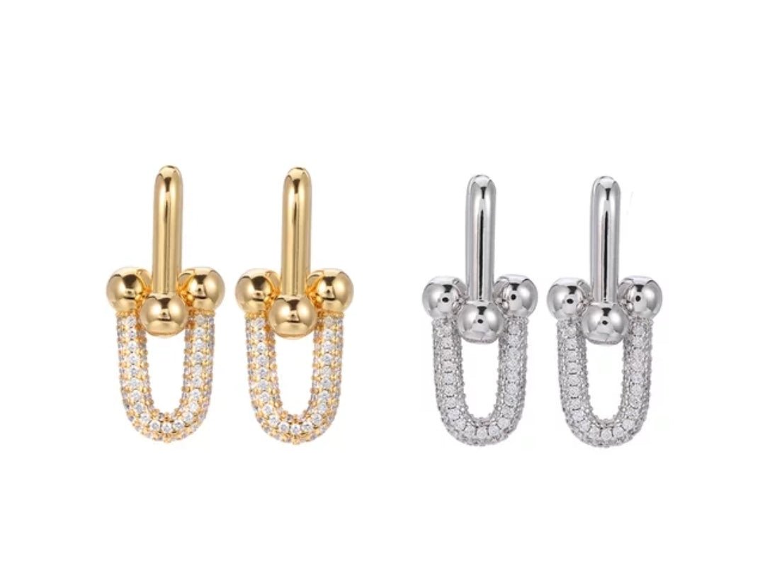 Beautiful Saddle Earrings Zircon Cubic Zirconia