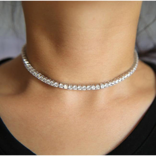 Exceptionally Brilliant Round Cubic Zirconia Tennis Necklace