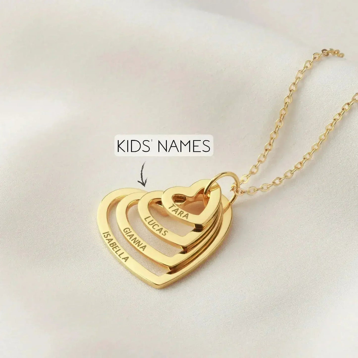 Custom Mom Heart Necklace, Personalized Grandma Jewelry, Nana Necklace