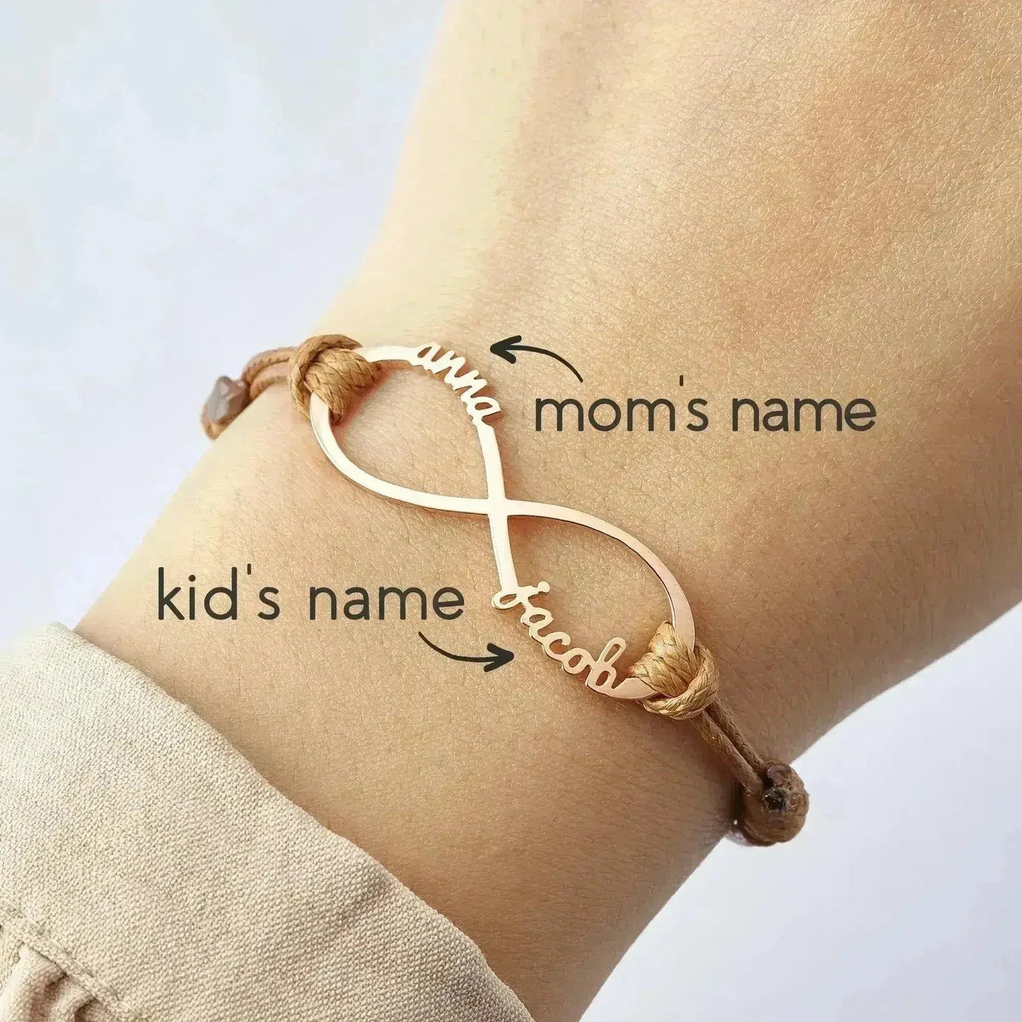 Custom Name Infinity Bracelet | Sterling Silver Mom Jewelry