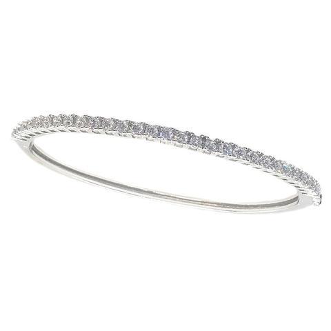 Elegant 3mm Cubic Zirconia Hinged Bangle Bracelet