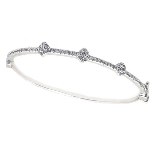 Cubic Zirconia Three Station Bangle Bracelet