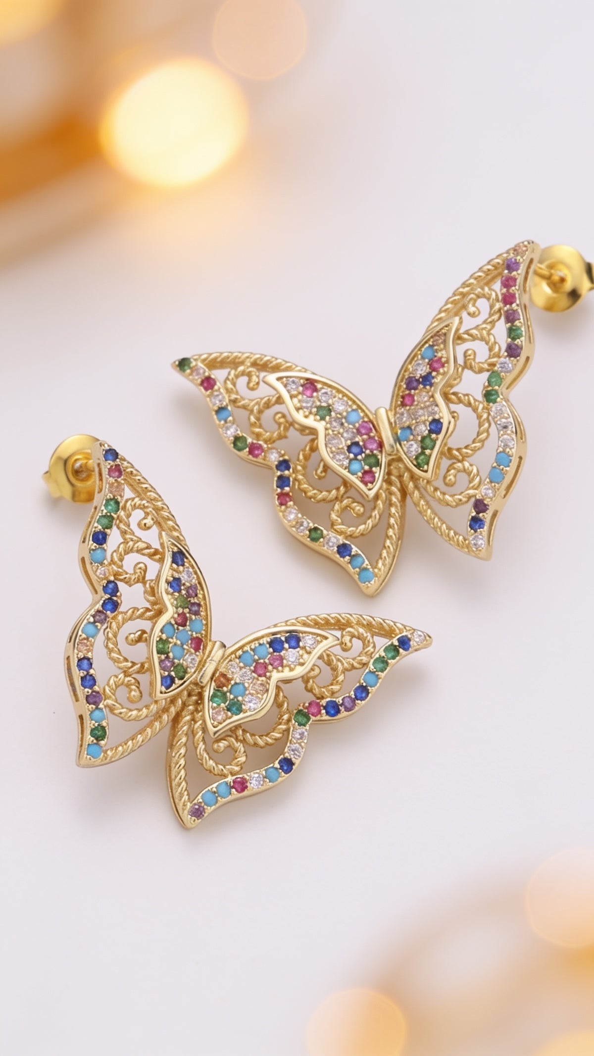 Butterfly Filagree Earrings Mariposa Butterfly Stud Earrings Statement Earrings Micro Pave Stud Delicate Studs