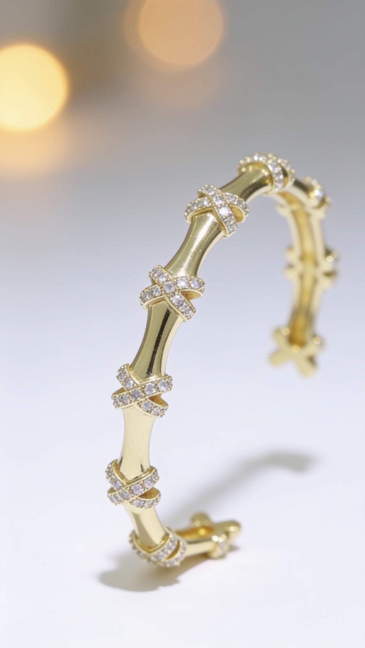Luxury 24K Gold Filled CZ Open Adjustable Bangle for Woman Bracelet