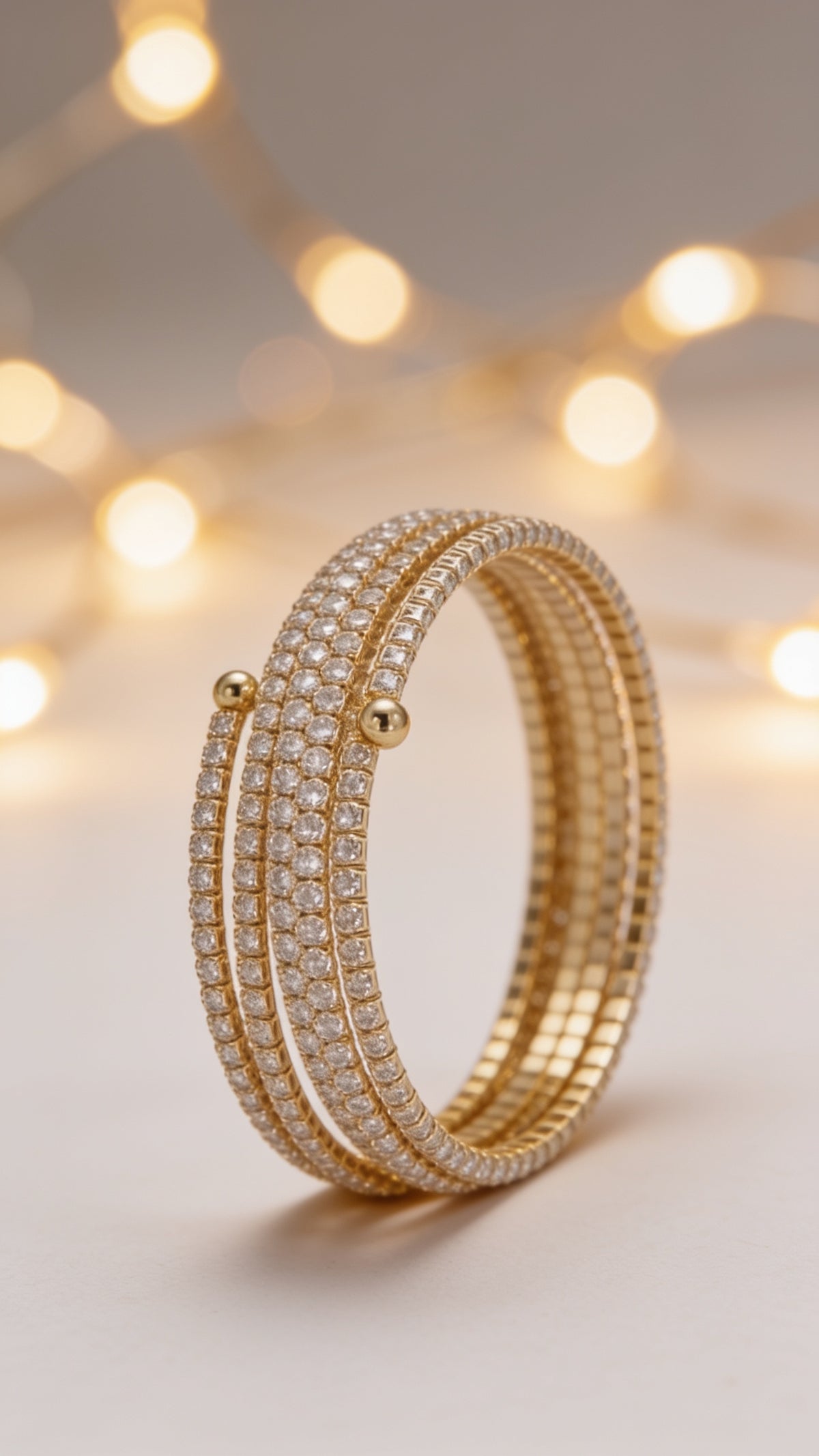 Stunning Gold-Filled Clear CZ Tennis Chain Multiple Band Bangle Bracelet