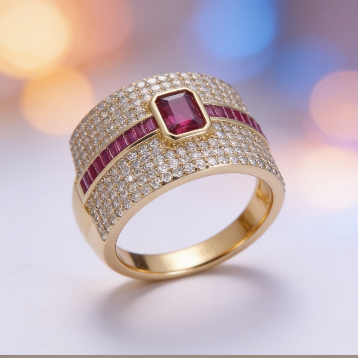 Bold Statement Cubic Zirconia 24K Gold-Filled Micro Pave Adjustable Open Ring