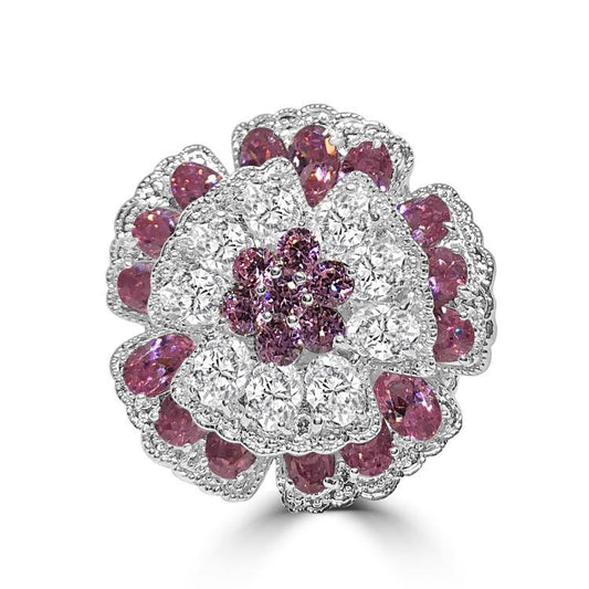Stunning Statement Cubic Zirconia Flower Cocktail Ring