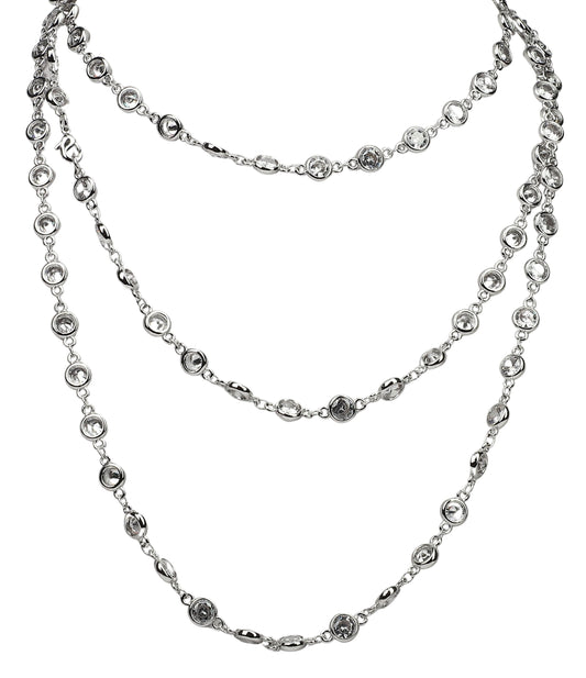Classic Cubic Zirconia 5mm Station Necklace 36" & 50" inch lengths