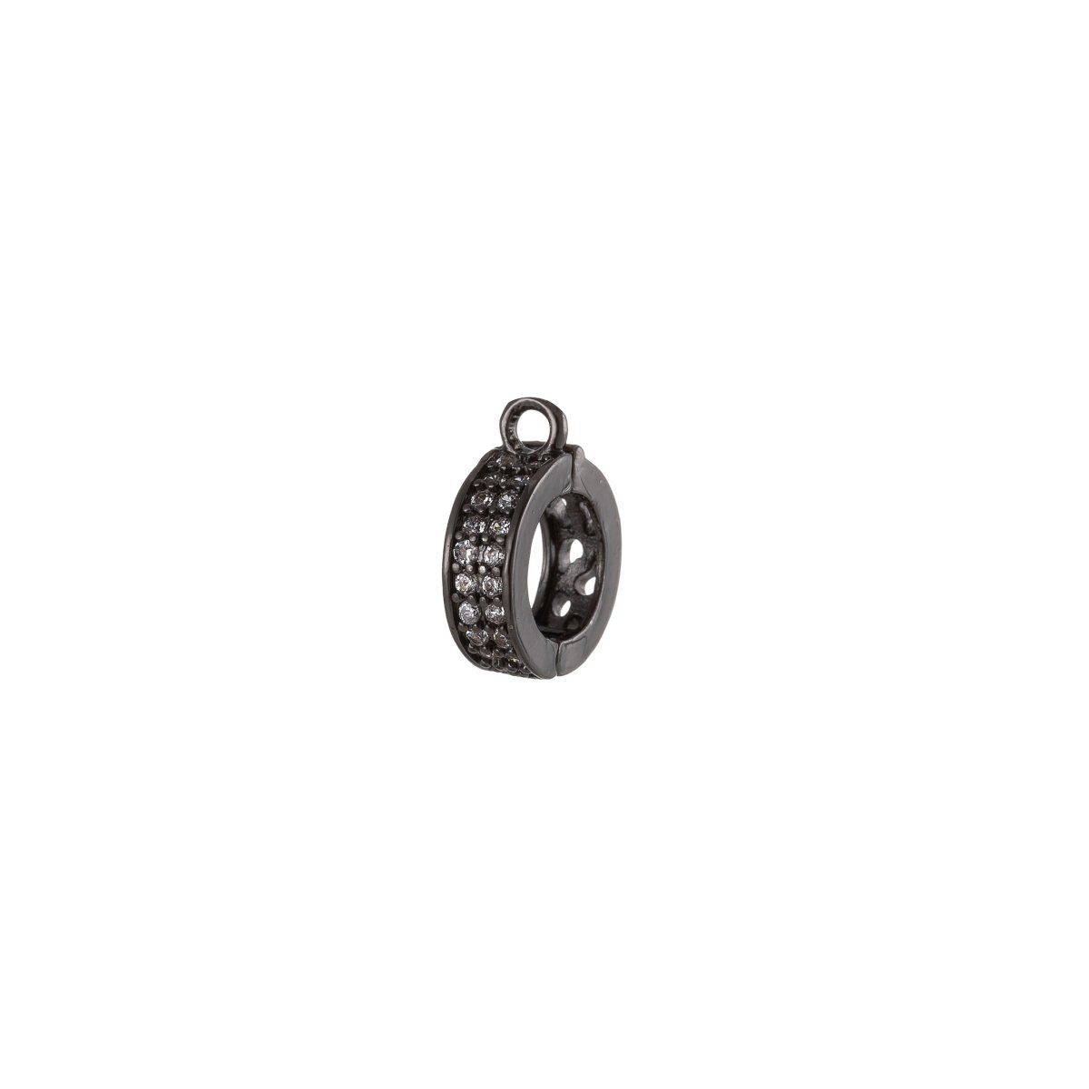 Gold-filled 11mm x 9mmBead Spacer Open Loop 2.7mmx0.8mm in Gold, Silver, Black and Rose Charm Holder CZ Pave