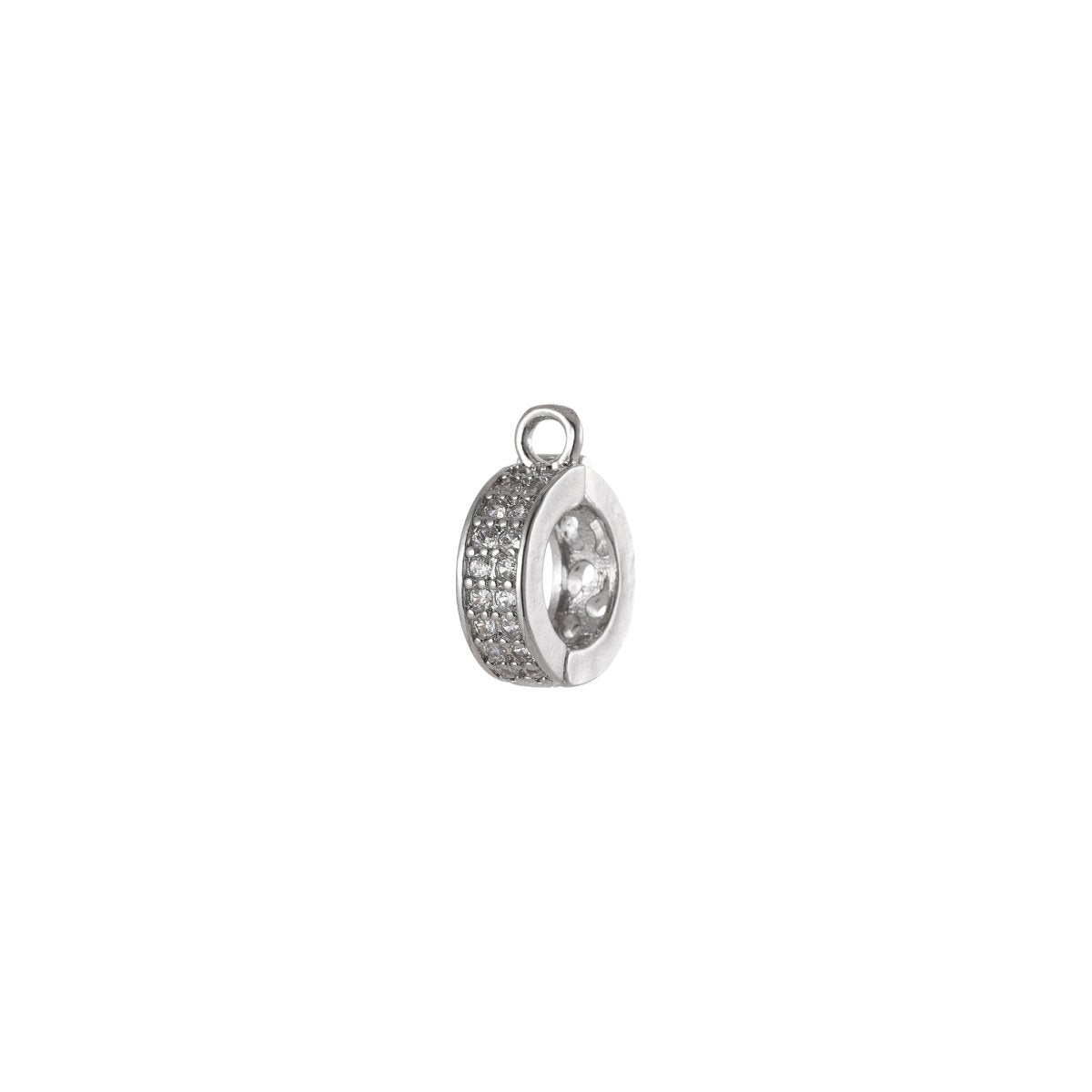Gold-filled 11mm x 9mmBead Spacer Open Loop 2.7mmx0.8mm in Gold, Silver, Black and Rose Charm Holder CZ Pave