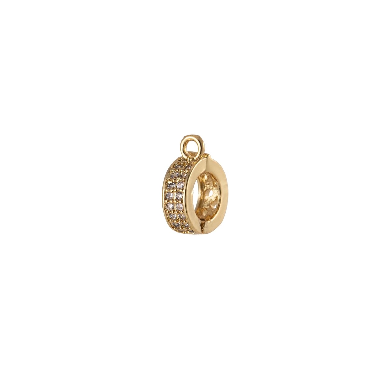 Gold-filled 11mm x 9mmBead Spacer Open Loop 2.7mmx0.8mm in Gold, Silver, Black and Rose Charm Holder CZ Pave