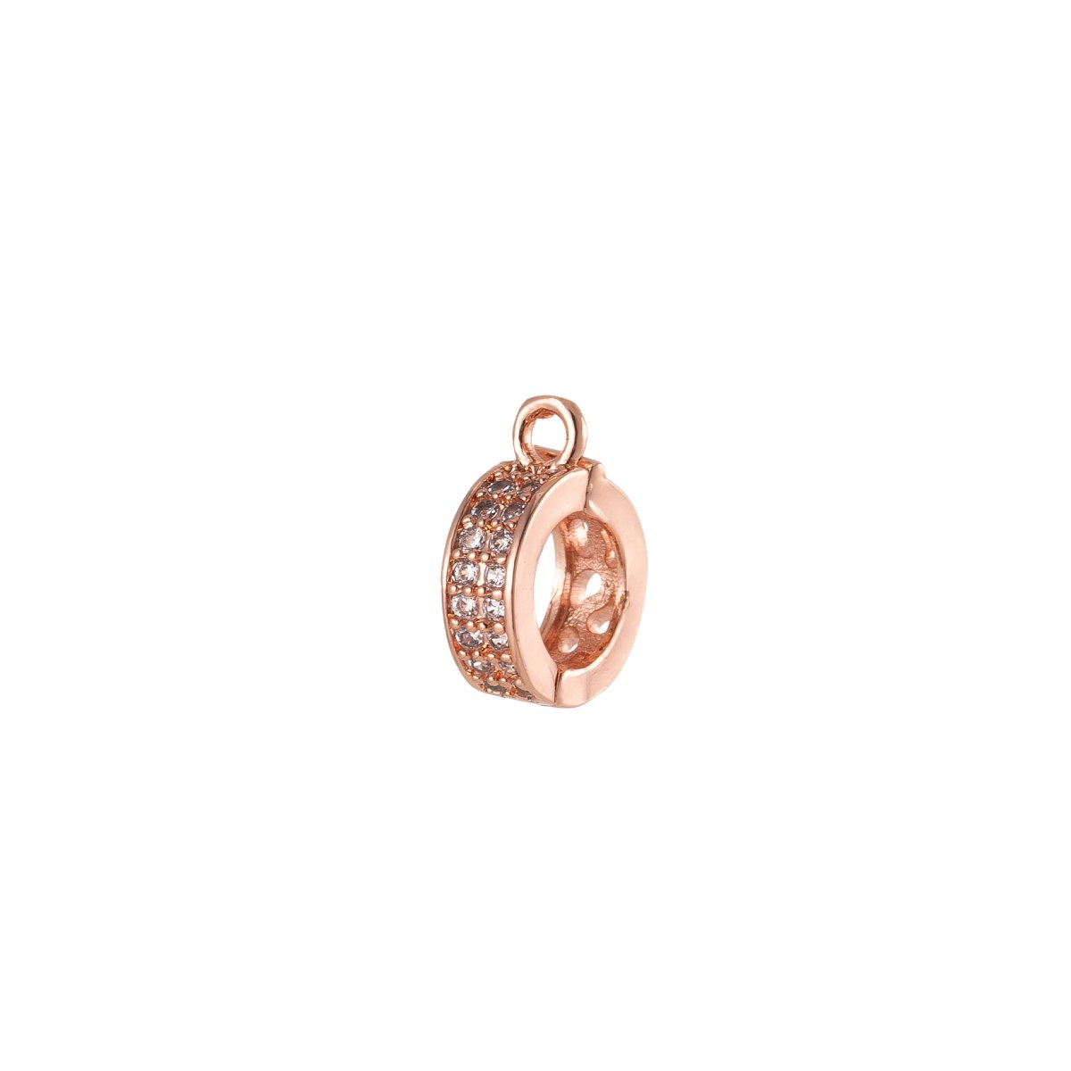 Gold-filled 11mm x 9mmBead Spacer Open Loop 2.7mmx0.8mm in Gold, Silver, Black and Rose Charm Holder CZ Pave