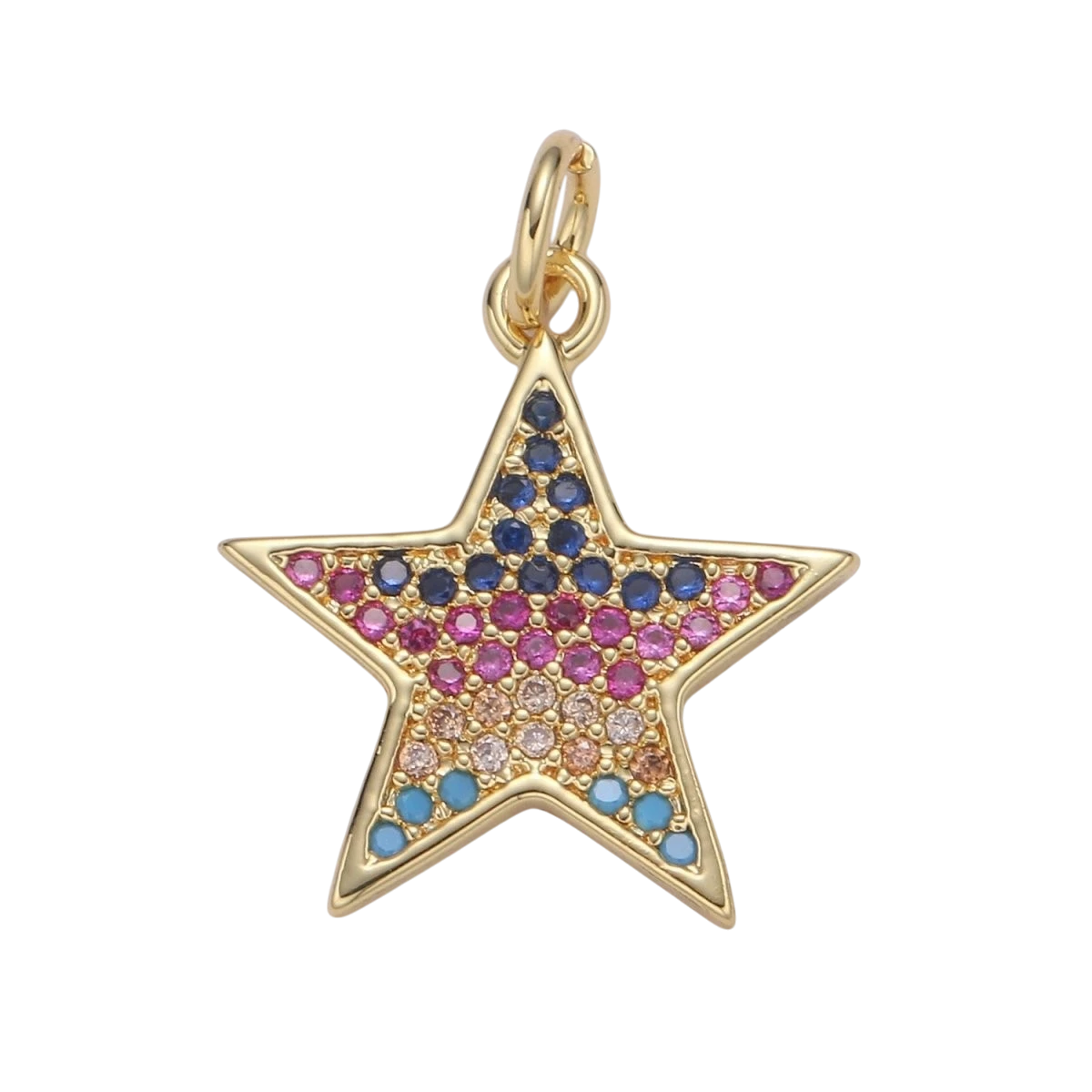 Tiny 14k Gold Fill Multi Color Star Charm, Dainty Gold Star Charm, Rainbow Colorful CZ Charm