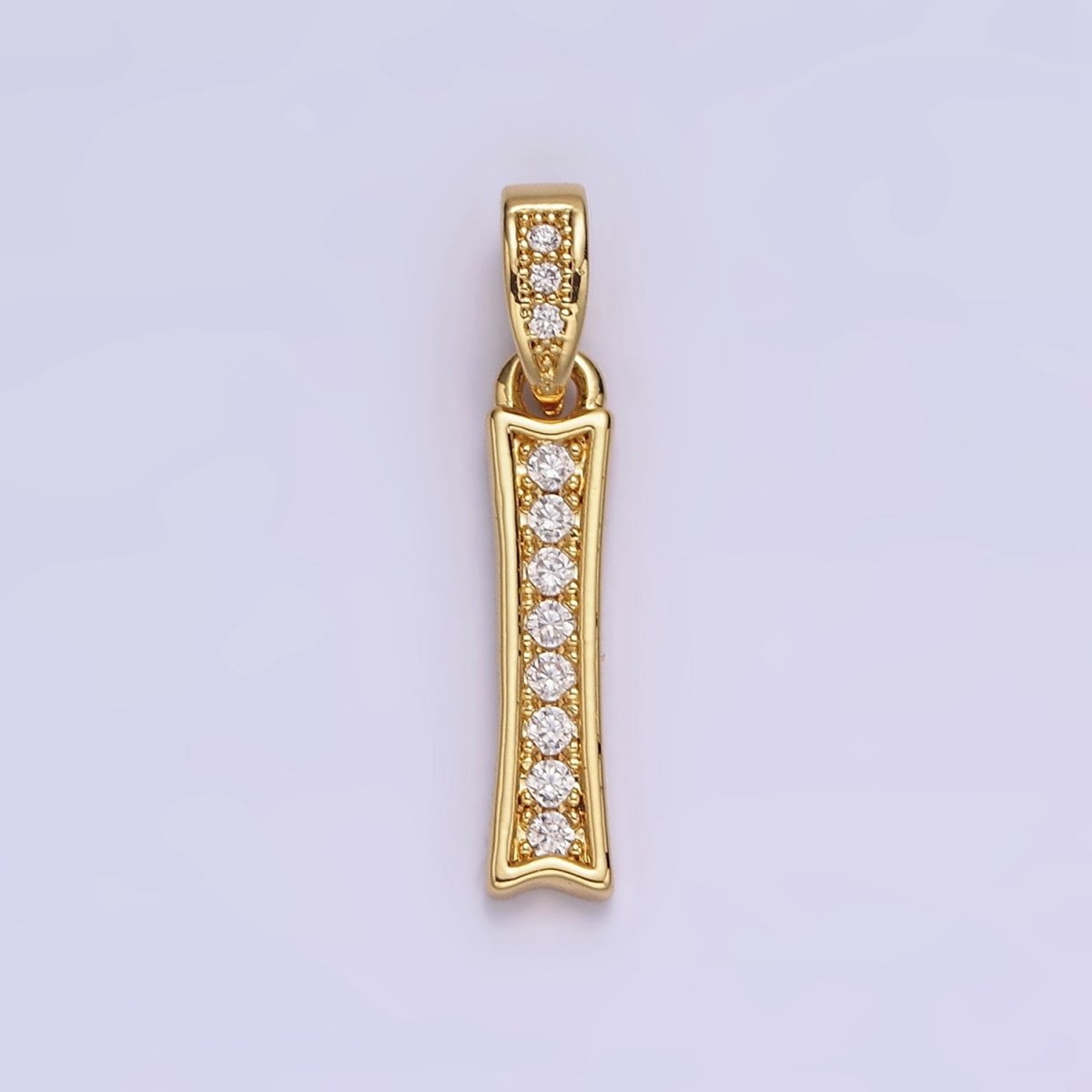 14K Gold-Filled 23mm 0-9 Edged Number Clear Micro Paved CZ Pendant