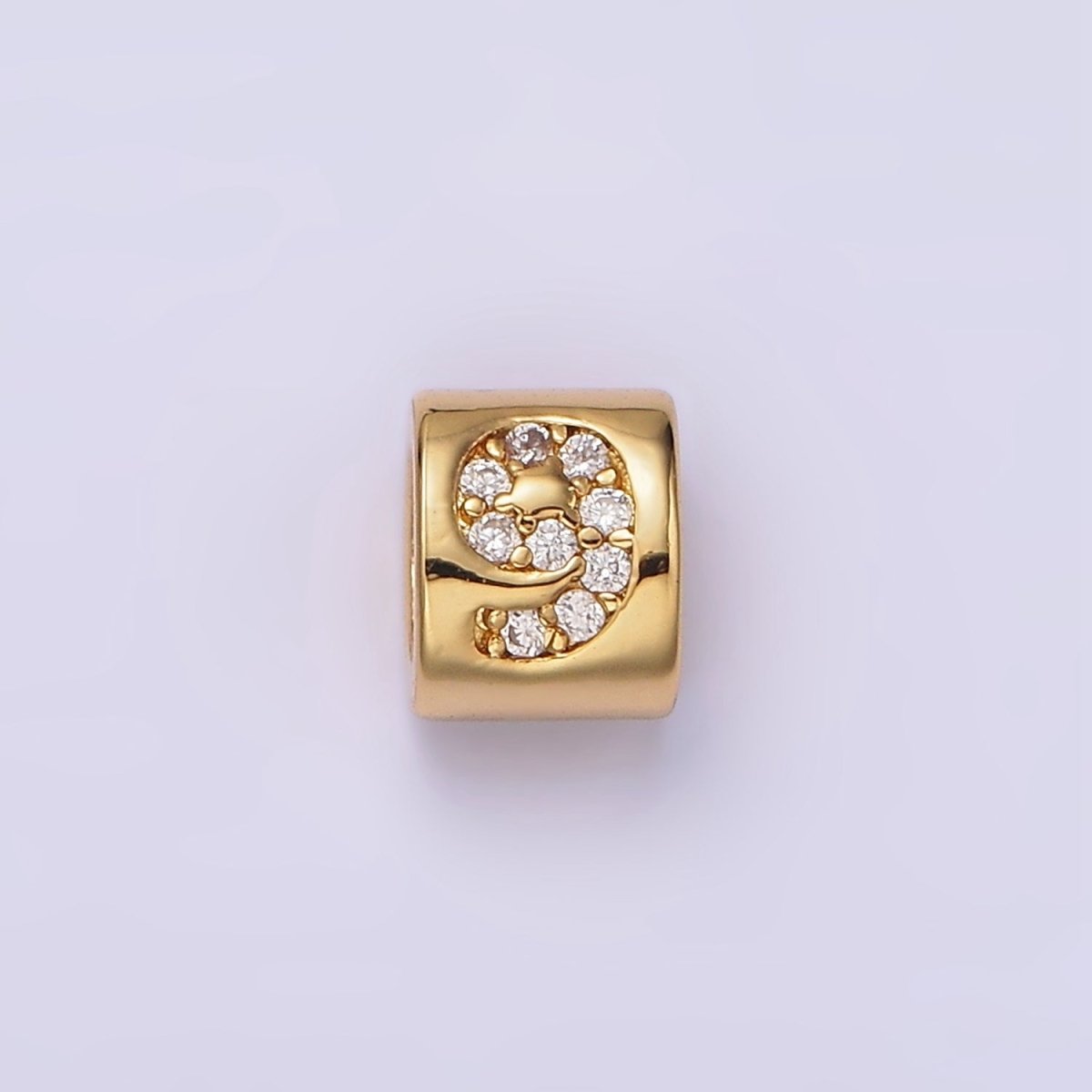 14K Gold-Filled 0-9 Number Clear Micro Paved CZ Slider Bead Spacer