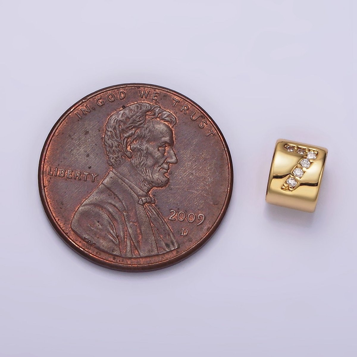 14K Gold-Filled 0-9 Number Clear Micro Paved CZ Slider Bead Spacer