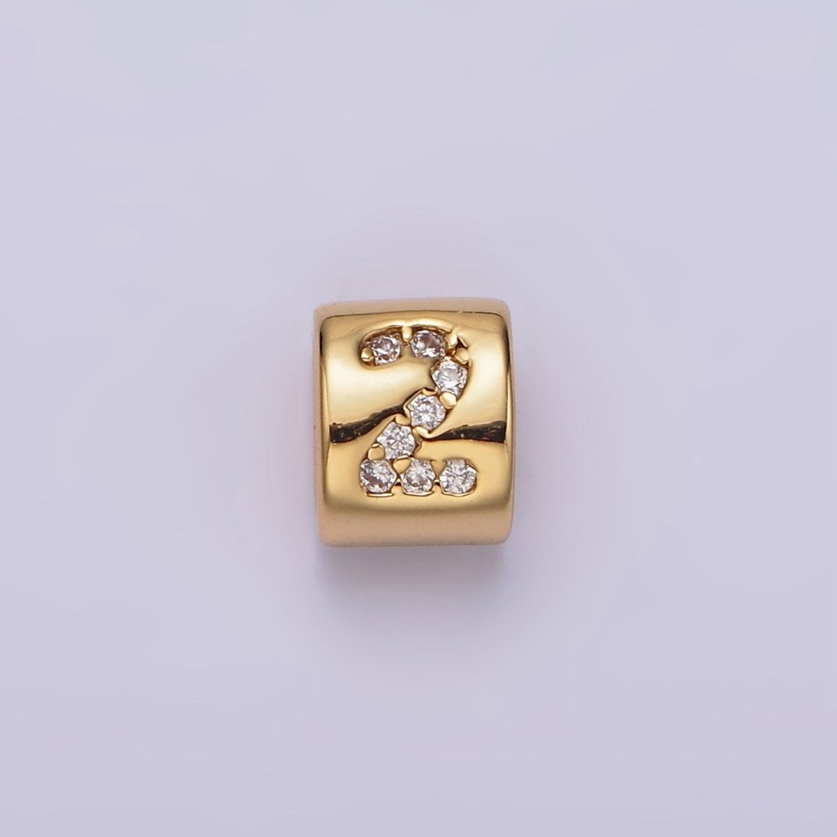14K Gold-Filled 0-9 Number Clear Micro Paved CZ Slider Bead Spacer