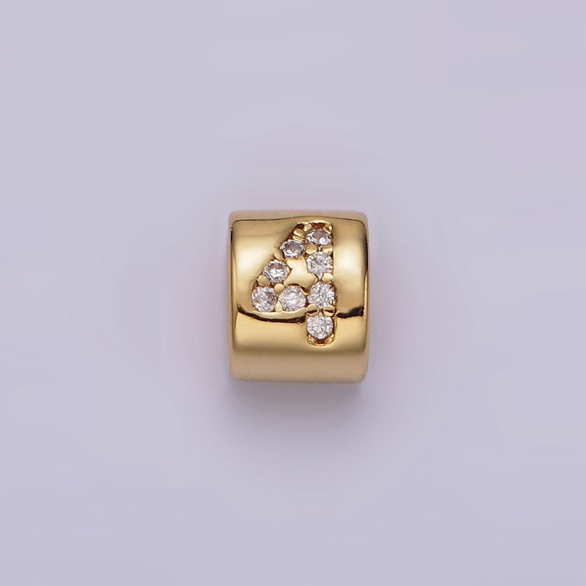 14K Gold-Filled 0-9 Number Clear Micro Paved CZ Slider Bead Spacer