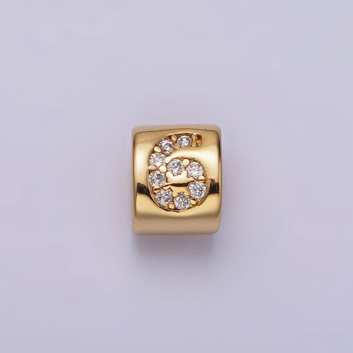 14K Gold-Filled 0-9 Number Clear Micro Paved CZ Slider Bead Spacer