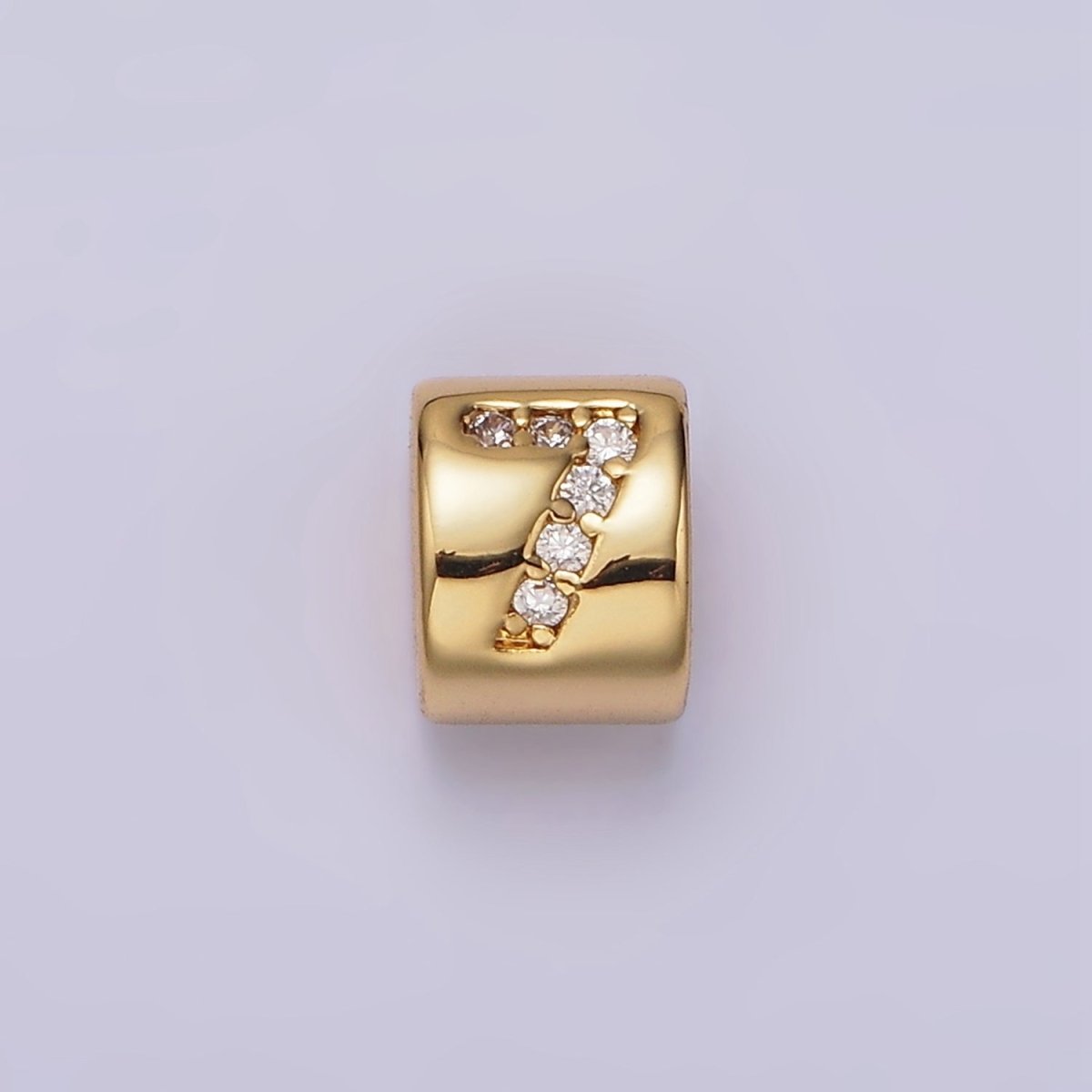 14K Gold-Filled 0-9 Number Clear Micro Paved CZ Slider Bead Spacer
