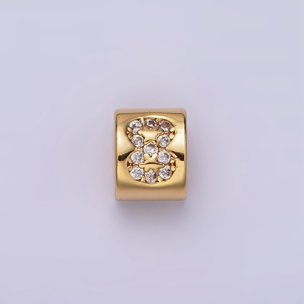 14K Gold-Filled 0-9 Number Clear Micro Paved CZ Slider Bead Spacer