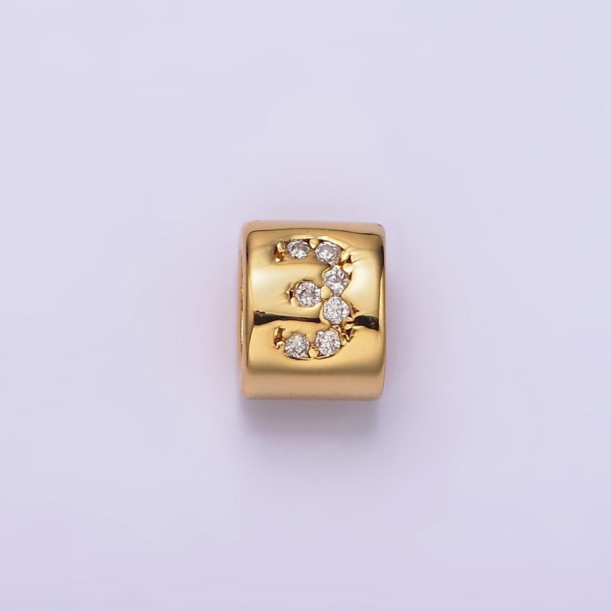 14K Gold-Filled 0-9 Number Clear Micro Paved CZ Slider Bead Spacer