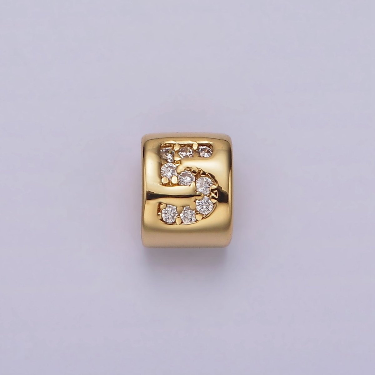 14K Gold-Filled 0-9 Number Clear Micro Paved CZ Slider Bead Spacer