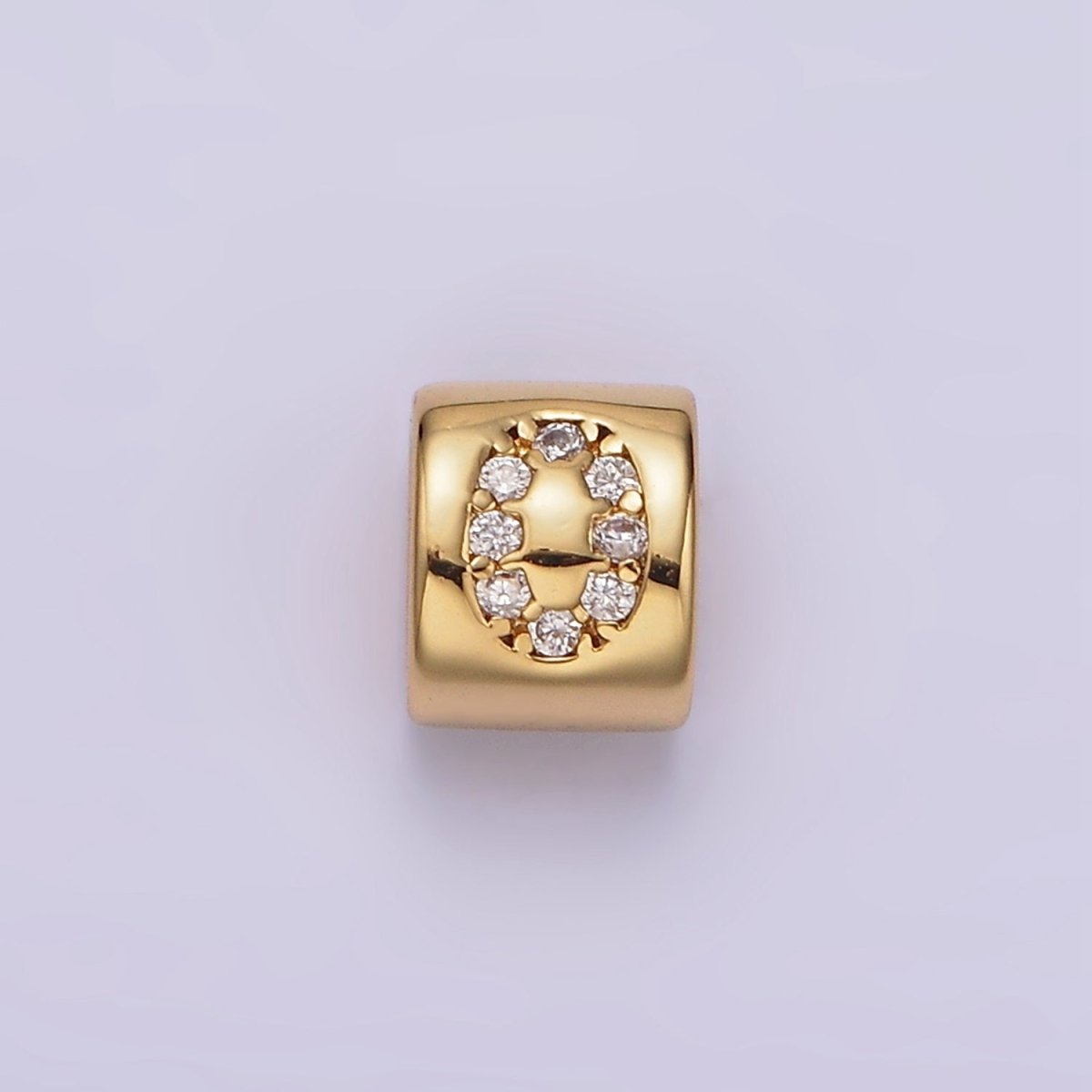 14K Gold-Filled 0-9 Number Clear Micro Paved CZ Slider Bead Spacer