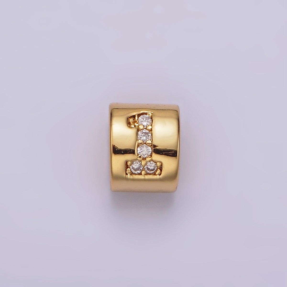 14K Gold-Filled 0-9 Number Clear Micro Paved CZ Slider Bead Spacer