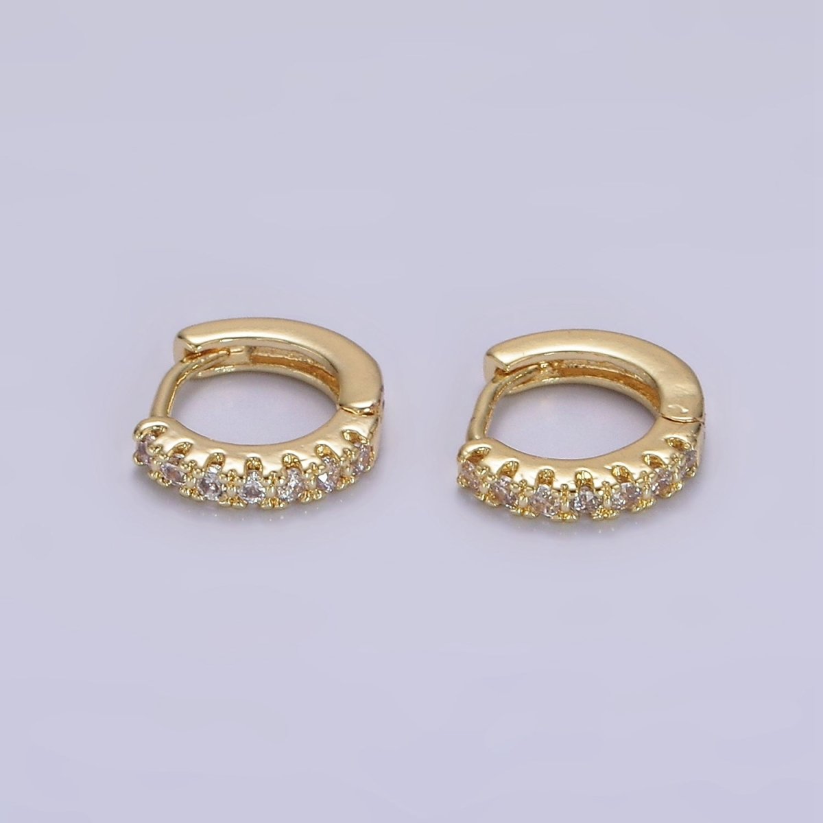 Minimalist 14K Gold Filled 10mm Clear Micro Paved CZ Huggie Earrings