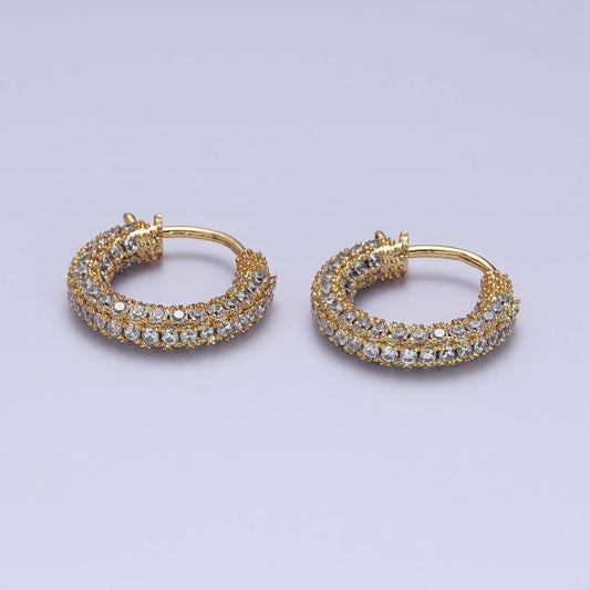 14K Gold Filled 14.5mm Micro Pave CZ Endless Hoop Huggie Earrings |