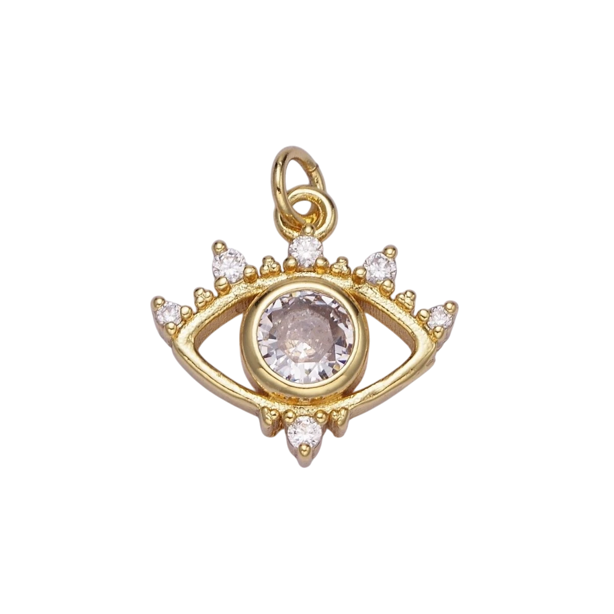 14K Gold Filled 20mm Clear CZ Open Evil Eye Charm