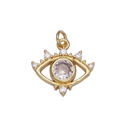 14K Gold Filled 20mm Clear CZ Open Evil Eye Charm